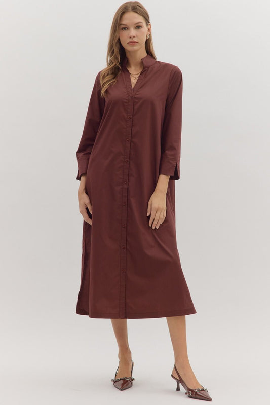 Merlot Long Sleeve Midi Dress