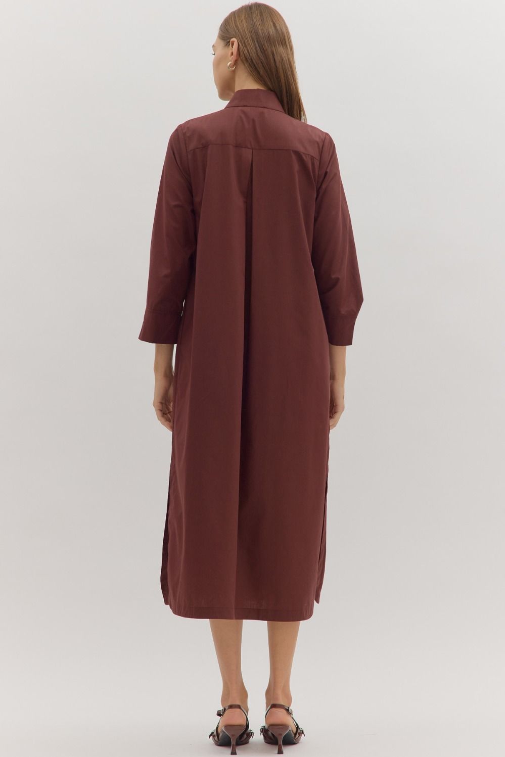 Merlot Long Sleeve Midi Dress