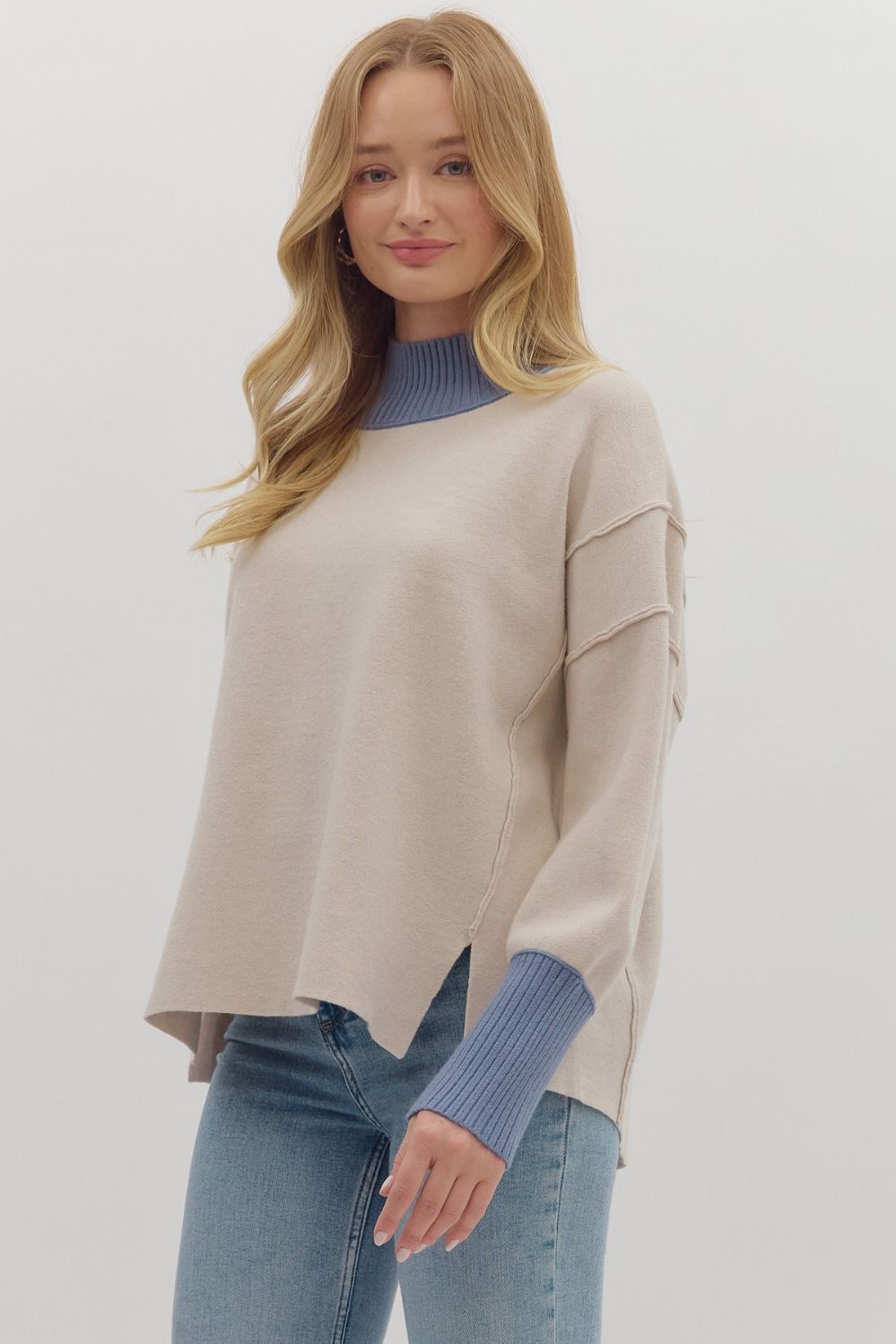 Blue and White Sweater