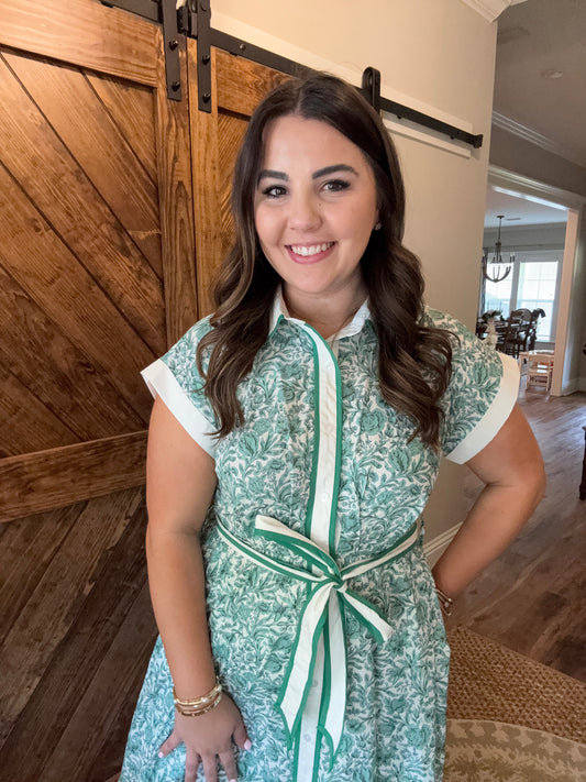 Green Fields Tie Dress