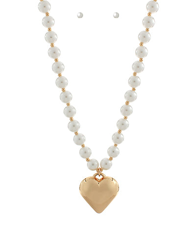 Pearl Heart Charm Necklace