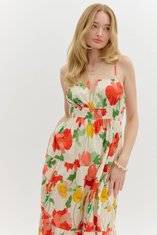 Sunset Bloom Midi Dress