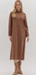 Mock Neck Long Sleeve Dress: Coffee