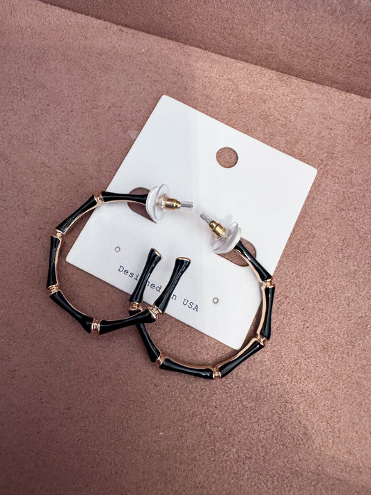 Black Bamboo Hoops