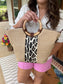 Wooden Handle Leopard Tote