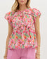 Pink Floral Ruffle Top