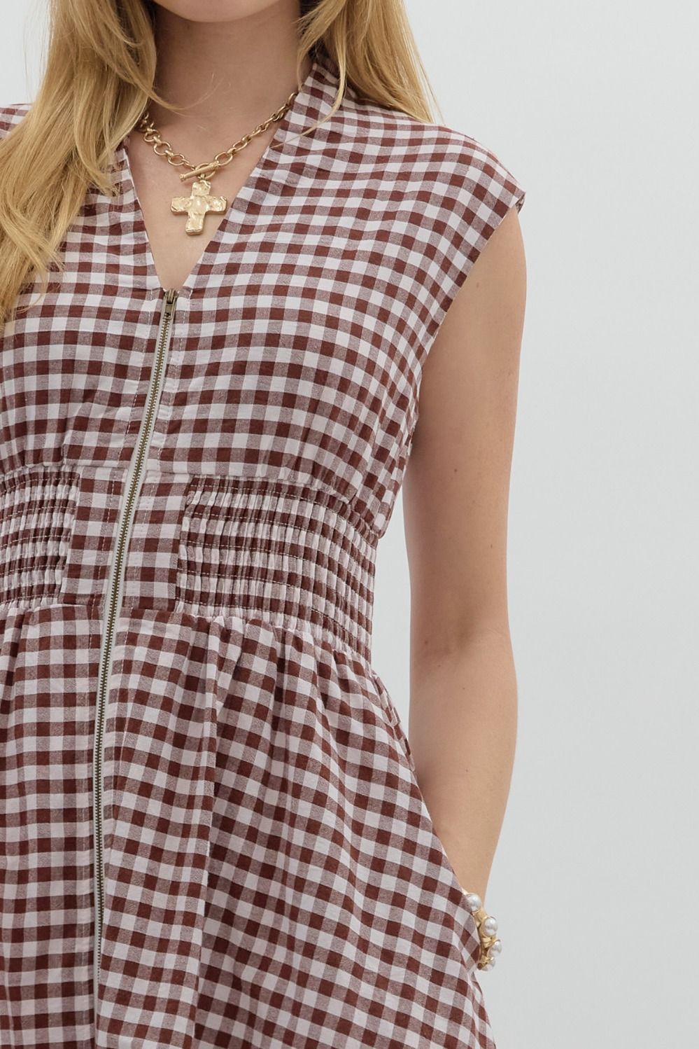 Brown Gingham Midi