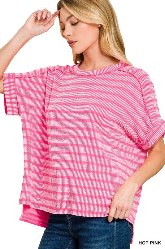 Stripe Basic Top: Pink