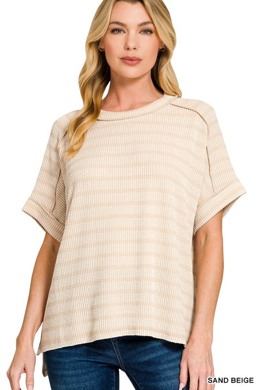 Stripe Basic Top: Sand Beige