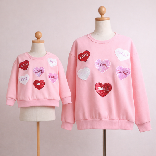 Heart Sequin Sweatshirt - Mama Version