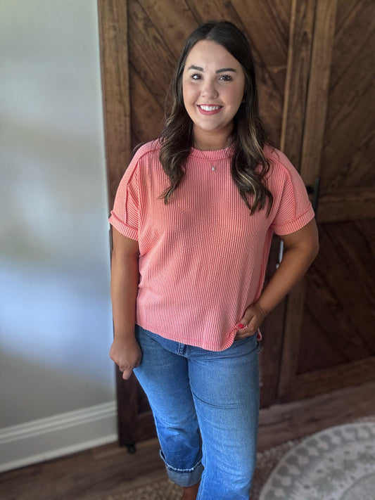 Basic Corded Top: Coral