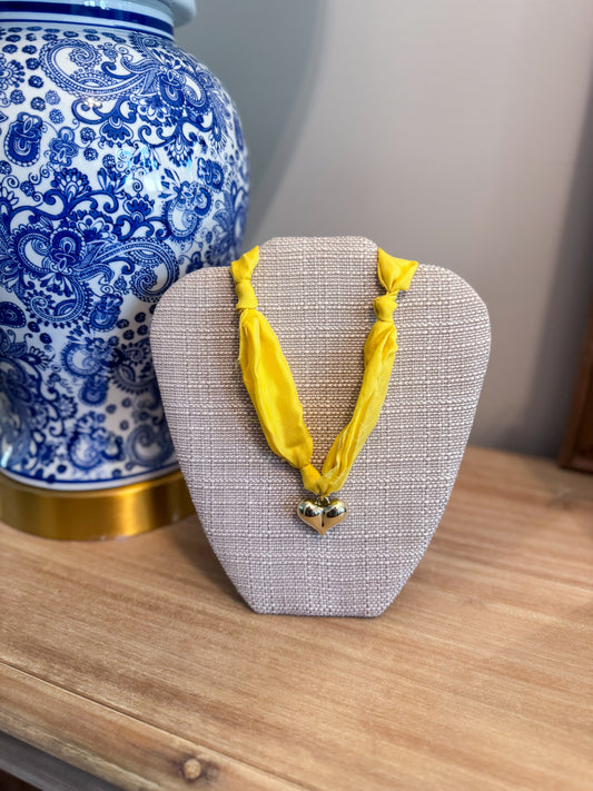Golden Heart Scarf Necklace