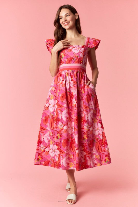 Blushing Bloom Midi Dress
