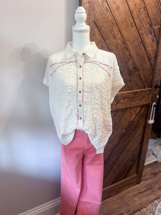 Textured Button Down Top