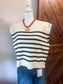Oversized Crew Neck Stripe Sweater Vest: BLACK
