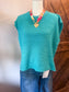 Oversized Crew Neck Sweater Vest: TURQUOISE