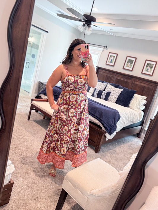 Burgundy Floral Midi