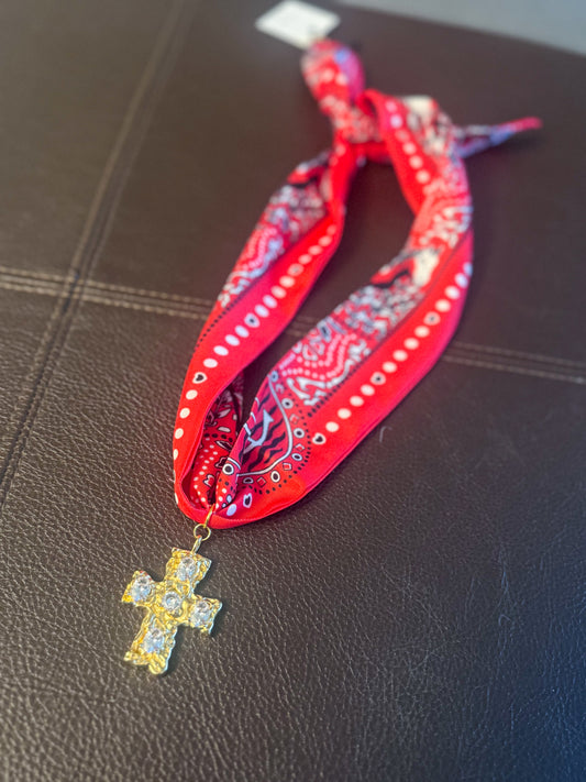 Red Cross Scarf Necklace