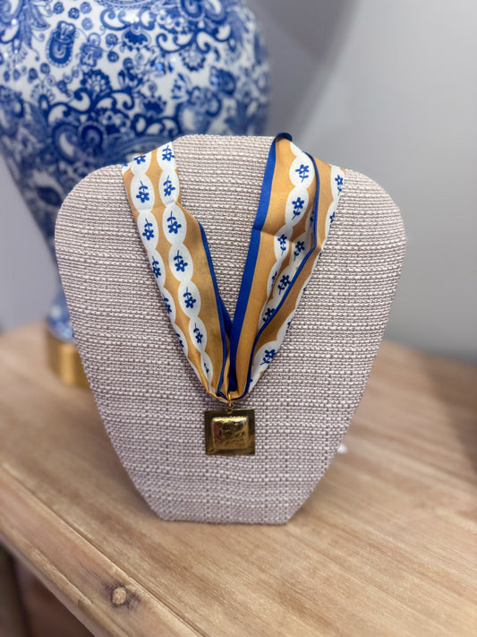 Blue & Gold Scarf Necklace
