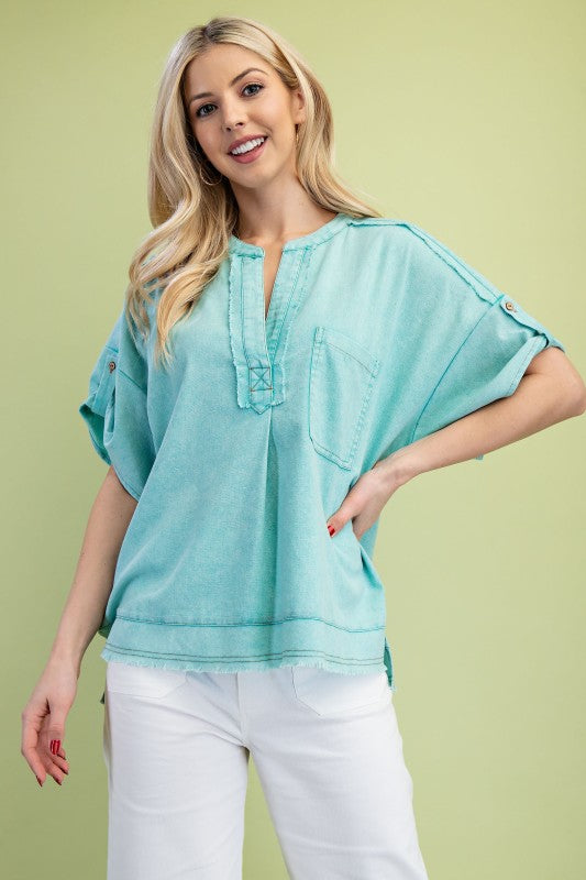 Blue Linen Top