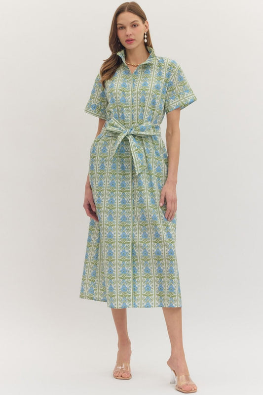 Botanical Tie Waist Midi