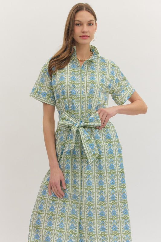 Botanical Tie Waist Midi