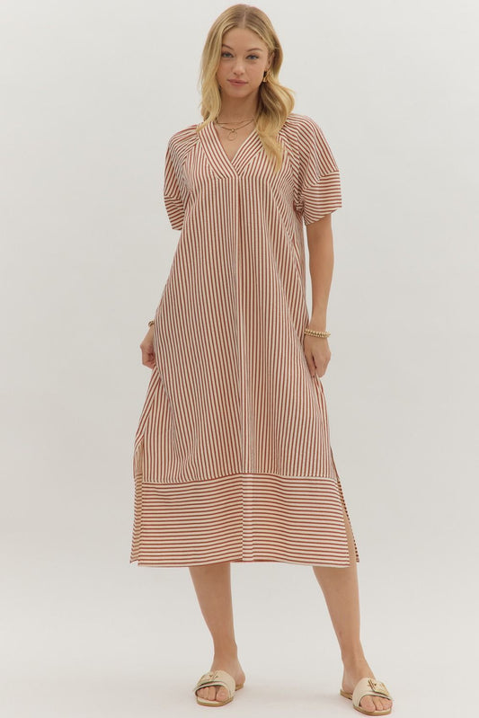 Red Striped Midi