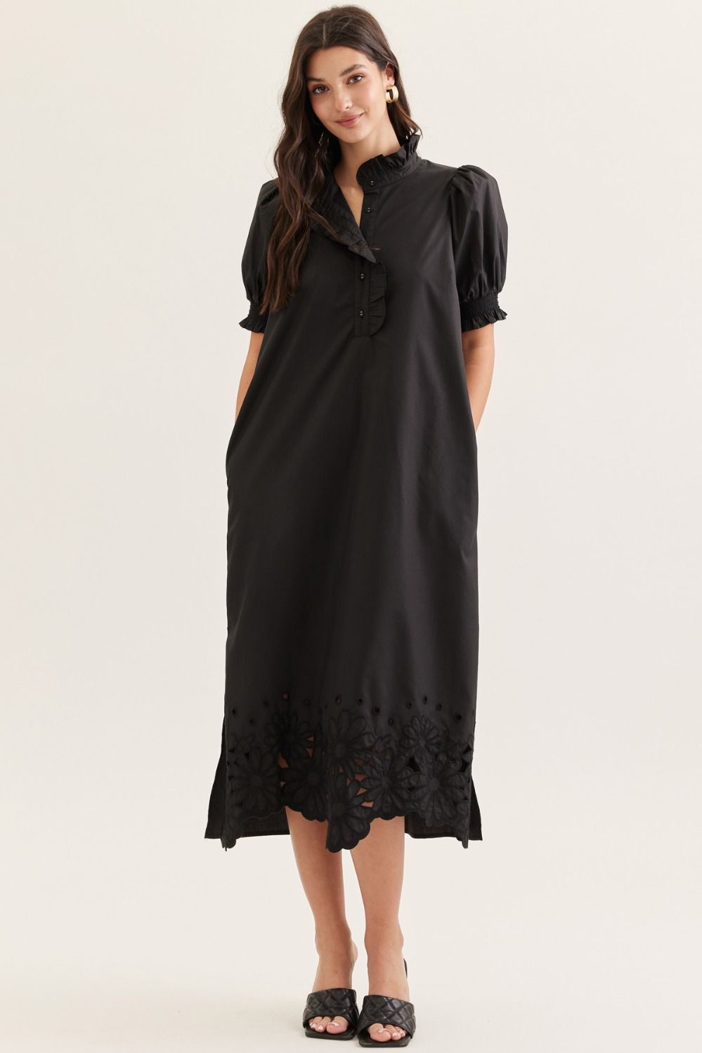 Black Scalloped Midi