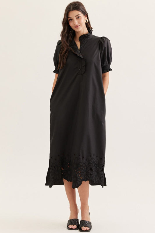 Black Scalloped Midi