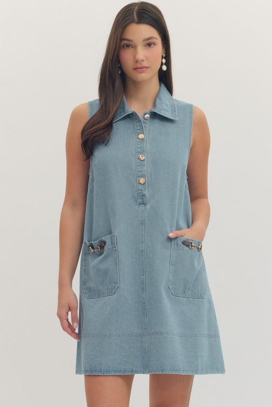 Denim Mini Pocket Dress