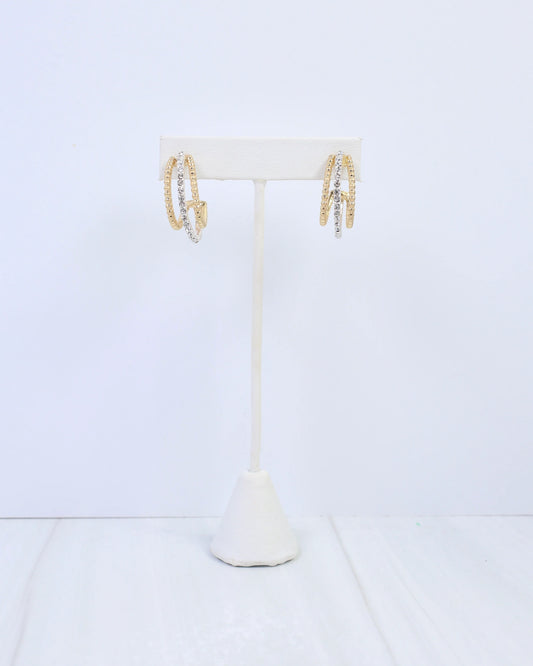 Beatrice Three Line Hoop Earring Gold Silver