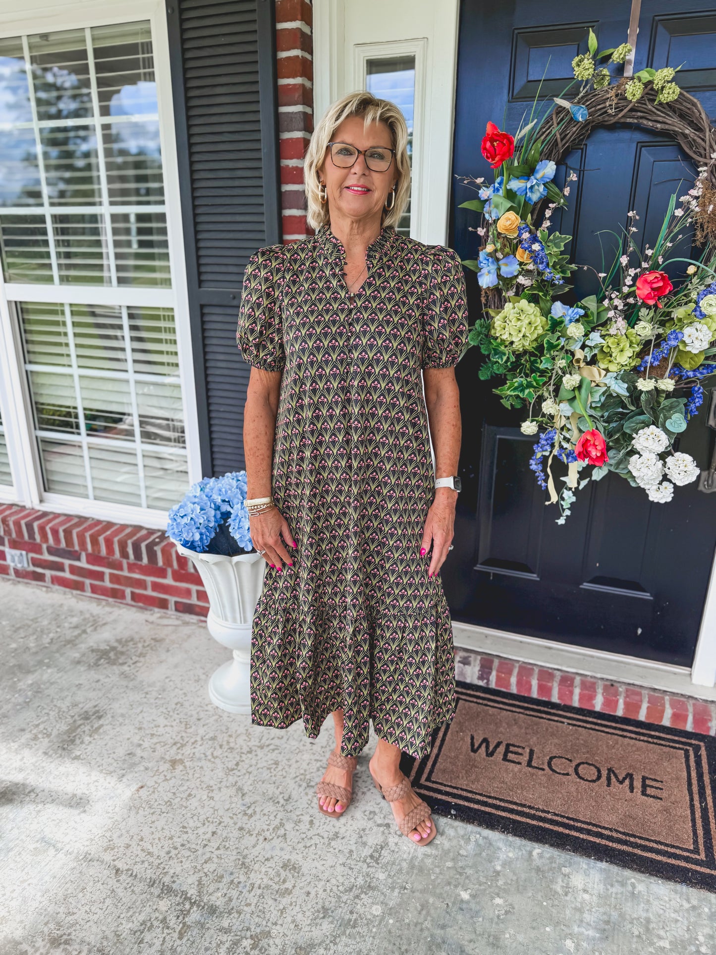 Black Floral Midi