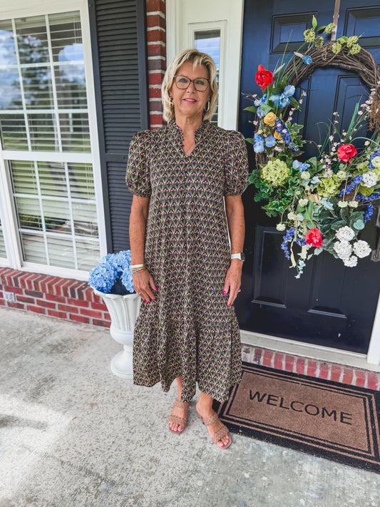 Black Floral Midi
