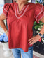 Stitch Ruffle Sleeve Top