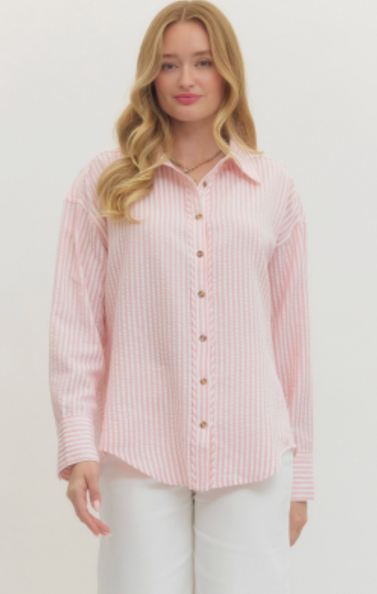 Pink Button Down Top