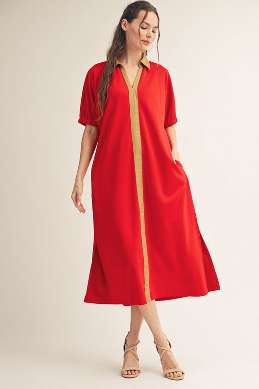 Red Stripe Midi Dress