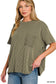 Corded Short Sleeve Front Pocket Top
