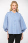 Pinstripe Bubble Sleeve Blouse