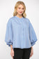 Pinstripe Bubble Sleeve Blouse