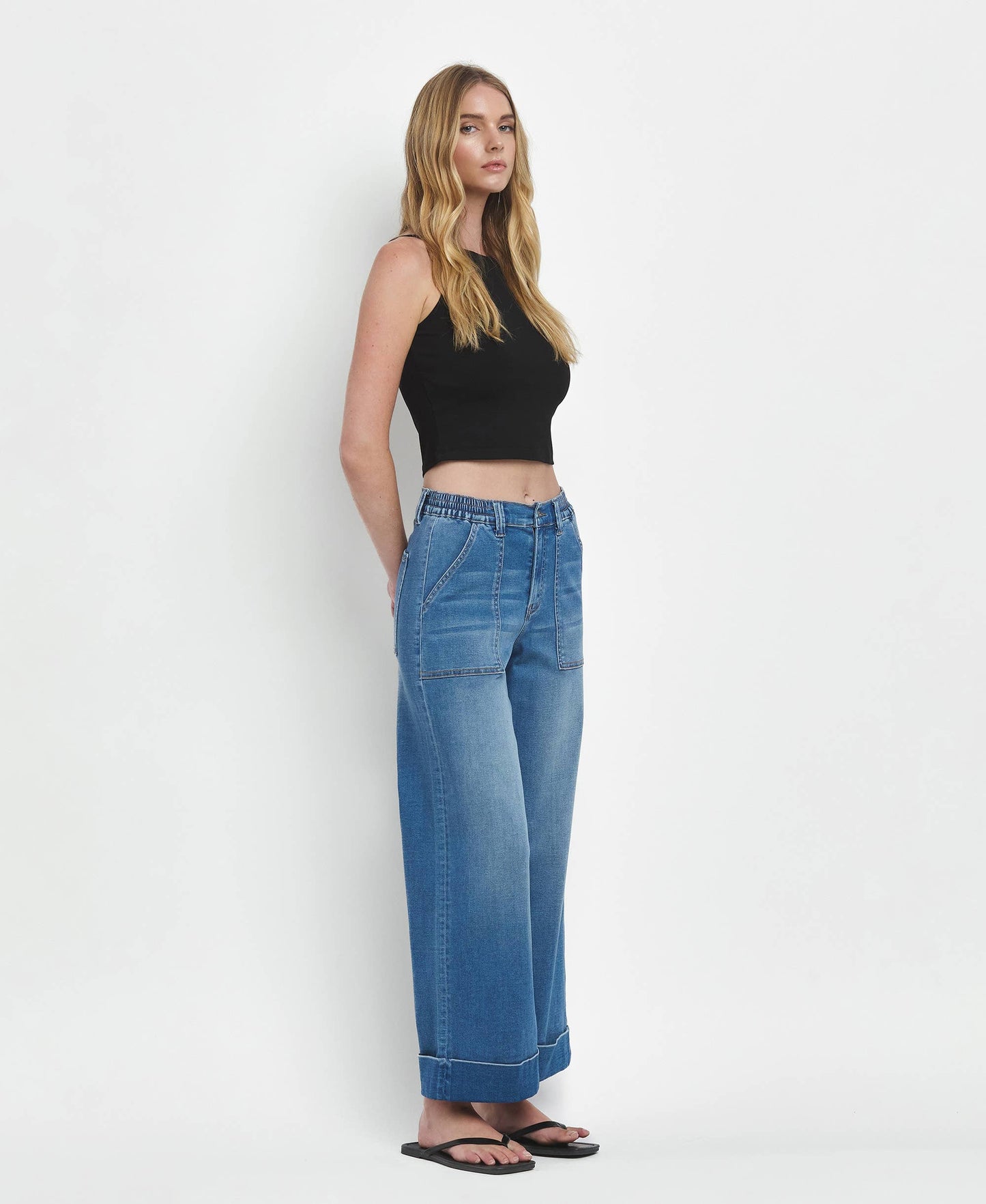 High Rise Double Cuffed Jeans