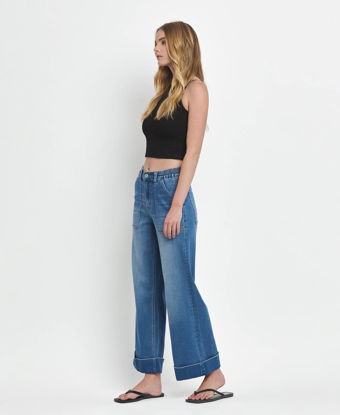 High Rise Double Cuffed Jeans