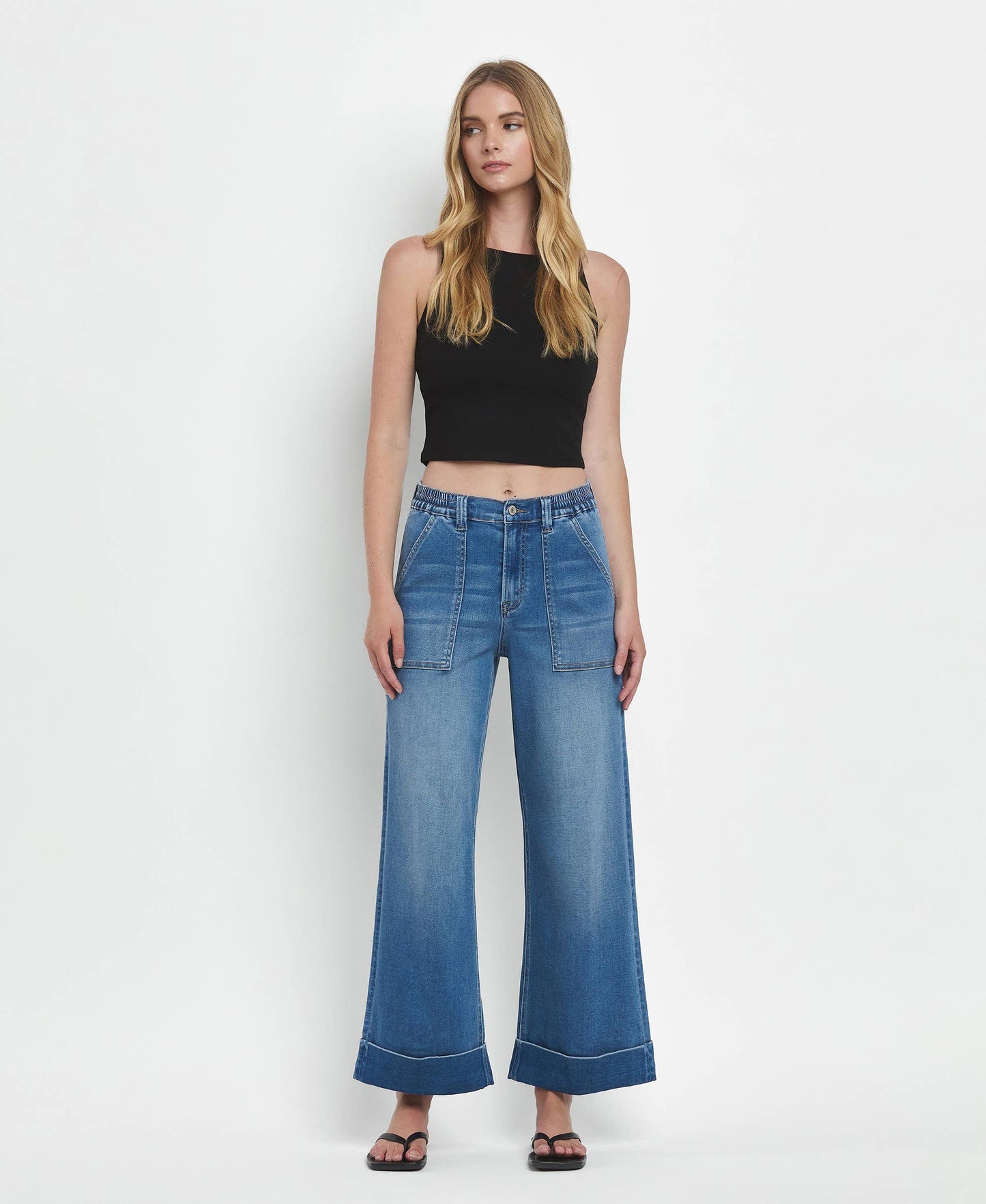 High Rise Double Cuffed Jeans