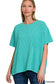 Corded Short Sleeve Front Pocket Top