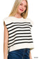 Oversized Crew Neck Stripe Sweater Vest: BLACK