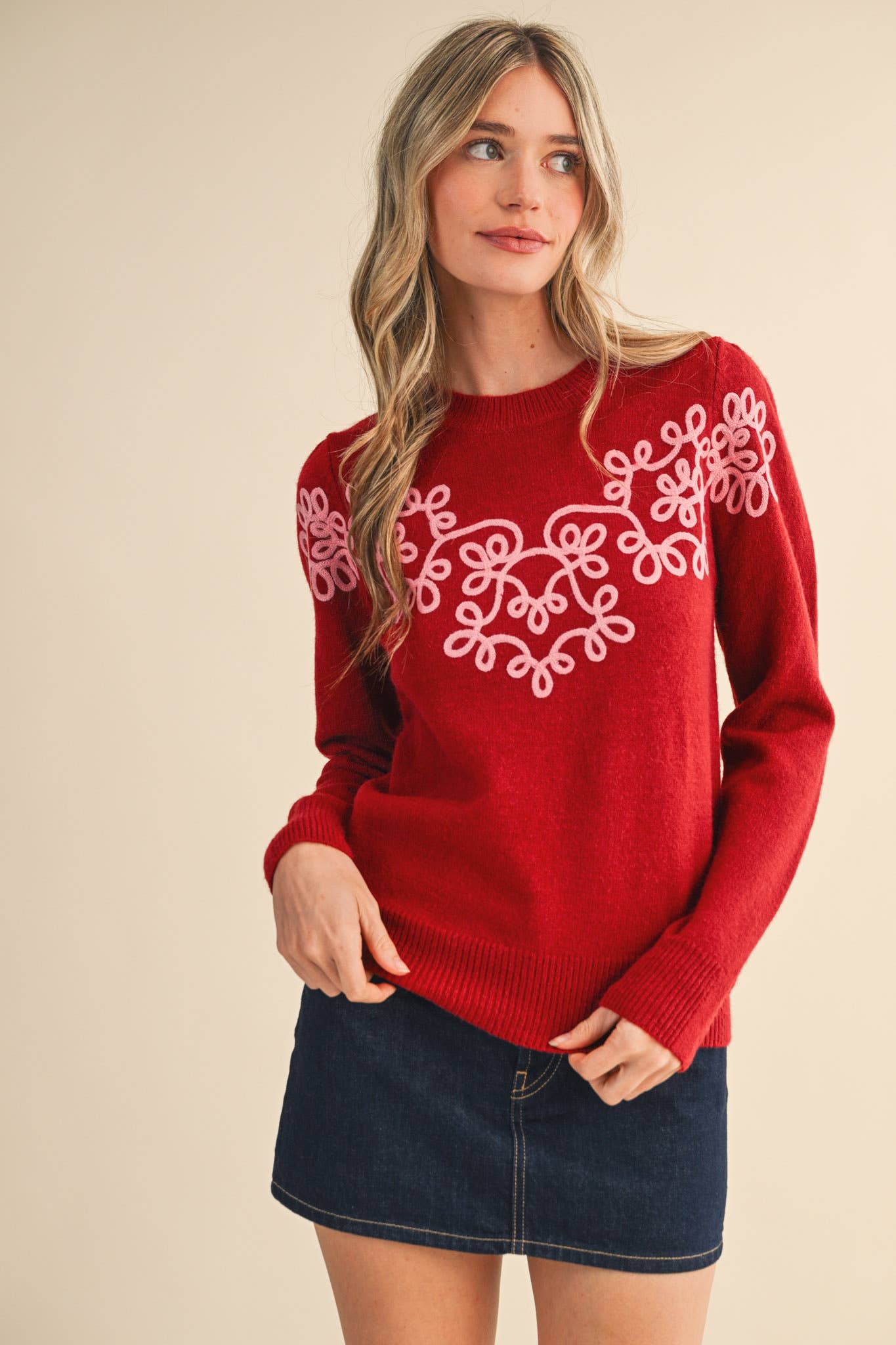 Red Floral Sweater