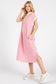Pink Striped Relaxed Fit Midi Dress