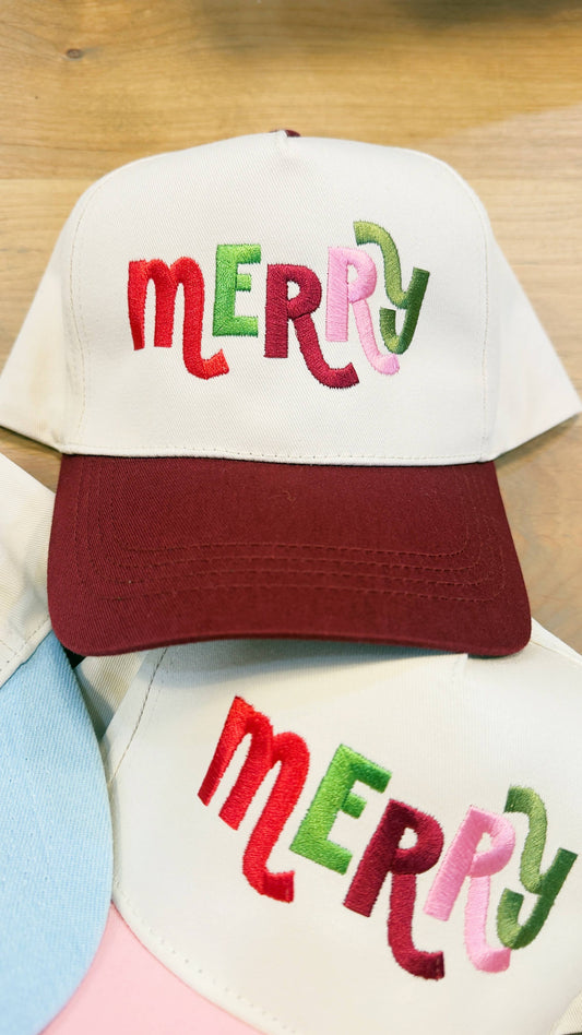 MERRY Christmas Hat : Pink + beige