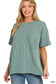Corded Short Sleeve Front Pocket Top