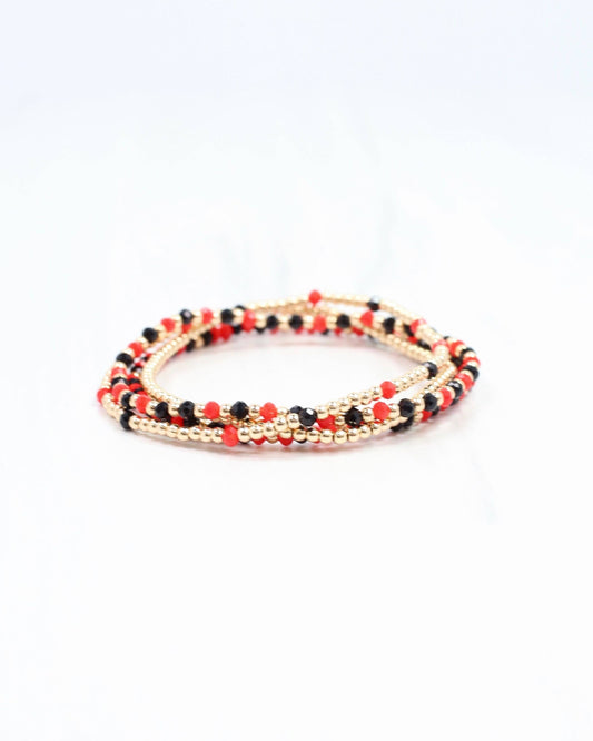 Lottie Beaded Bracelet Set Black Red