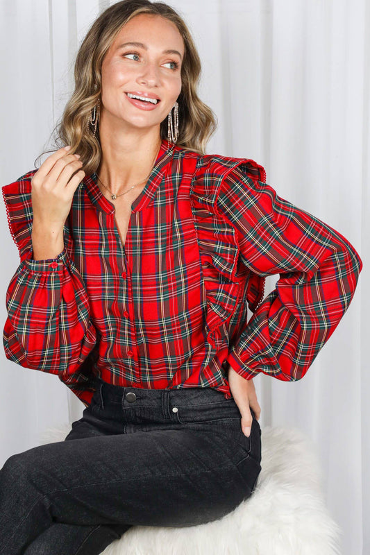 Holiday Feels Plaid Blouse